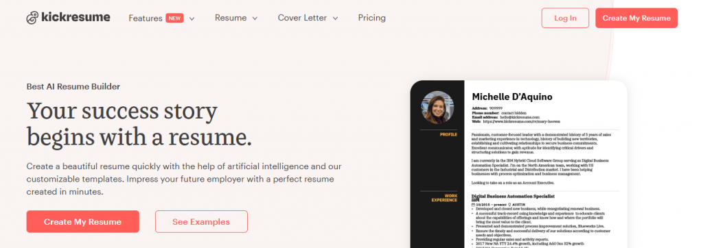 kick resume - Best AI Resume Builder