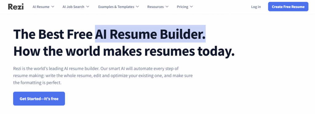 rezi - Best AI Resume Builder